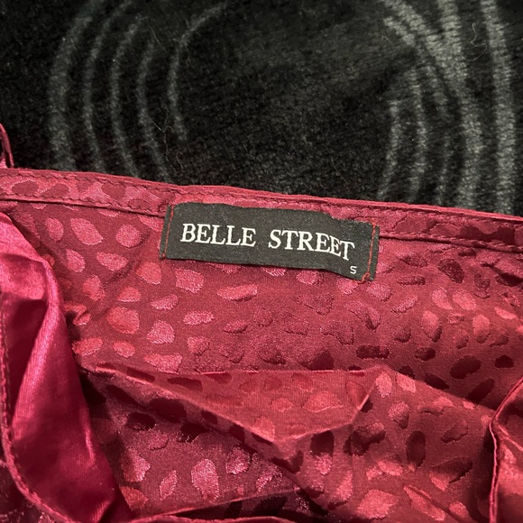 Berry Satin Leopard Midi Dress with Train - Picture 2 of 3